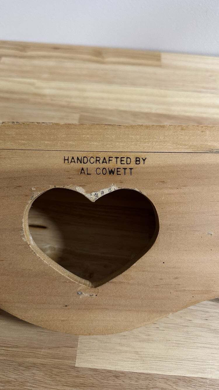 Vintage Rustic Wooden Wall Shelf  Heart Cutout Pegs 24” Cottagecore Farmhouse - Picture 6 of 9